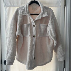 American Eagle Outfitters Cream Teddy Sherpa Shacket